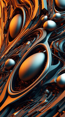 Futuristic 3D Abstract Vertical Organic Background. Surrealistic Future Design, Geometric Flow, Tech-Inspired Dynamic Texture, Contemporary Artistic Motion. Generative AI