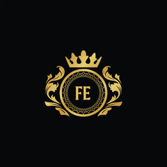 Luxury royal wing letter FA to FZ crest gold color logo vector image