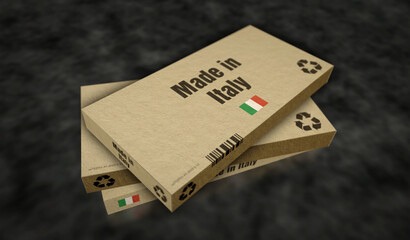 Made in Italy box pack 3d illustration