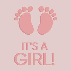 Baby shower poster. Baby shower concept. It's a girl!