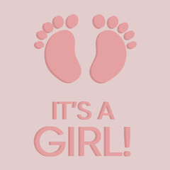 Baby shower poster. Baby shower concept. It's a girl!