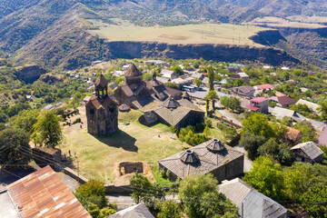 Fototapeta na wymiar Aerial view of Haghpat Monastery (unesco world heritage site) on sunny summer day. Lori Province, Armenia.