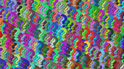 3d illustration of multi-colored question marks