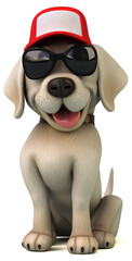 Fun 3D cartoon white Labrador retriever