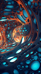 Futuristic 3D Abstract Vertical Organic Background. Surrealistic Future Design, Geometric Flow, Tech-Inspired Dynamic Texture, Contemporary Artistic Motion. Generative AI