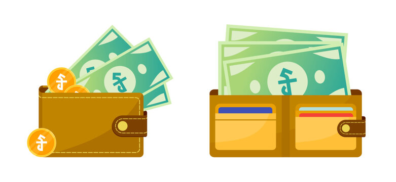 Wallet with Cambodian Riel Money