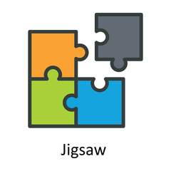 Jigsaw  Vector Fill outline Icon Design illustration. User interface Symbol on White background EPS 10 File