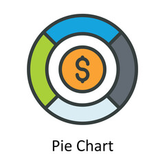 Pie Chart Vector Fill outline Icon Design illustration. User interface Symbol on White background EPS 10 File