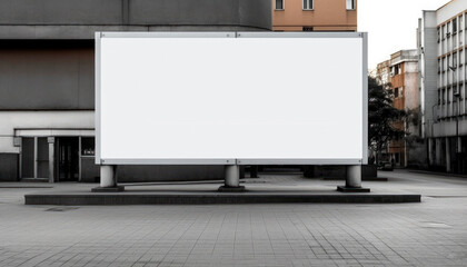 Outdoor billboard advertisement mock-up in big city.AI generated.