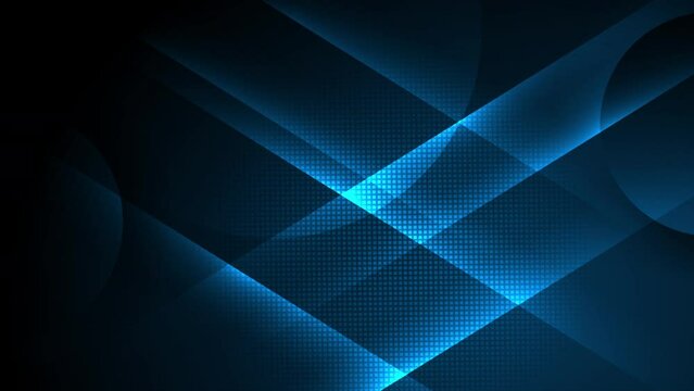 Dark blue glowing abstract tech geometric background. Seamless looping motion design. Video animation Ultra HD 4K 3840x2160