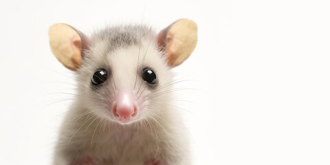 Cute baby opossum isolated on a white background. Generative AI