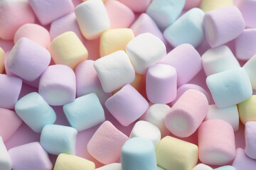 Background of colorful marshmallows. Generative AI.