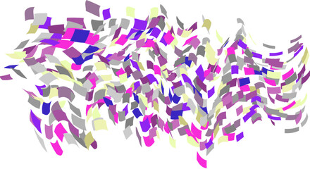 Scattered square particles ornament. Mosaic flight wind. Windy destroyed cell wall. Flight colored tiles flock direction stream.Leaf fall conditional parts single whole. Crash curved surface.