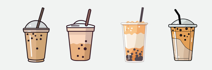 milk tea boba drink vector