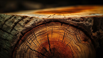  Felled tree trunk or stump. Generative Ai