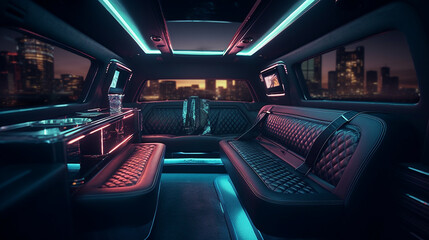 Interior of limousine. Generative Ai - obrazy, fototapety, plakaty