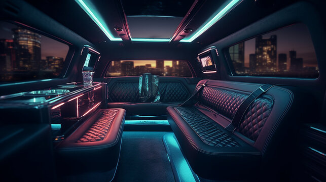 Interior of limousine. Generative Ai
