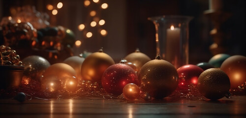 Obraz na płótnie Canvas Christmas festive balls. Generative Ai