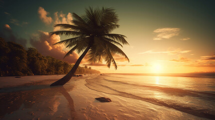 Tropical palm in the beach. Generative Ai