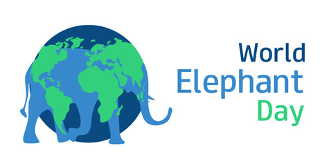 World Elephant Day. Save the planet. August 12.  Template for banner, background, card, poster with text.