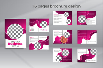 Elegant 16-page Corporate Business Brochure, Company Profile Design Vector Layout Design