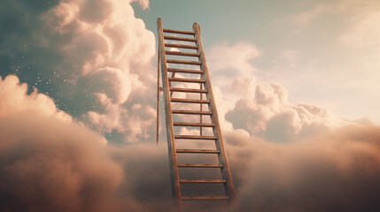 Clouds and ladder. Business and career. Growth. Generative Ai