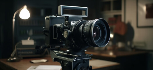 Fototapeta na wymiar Professional movie camera. Generative Ai