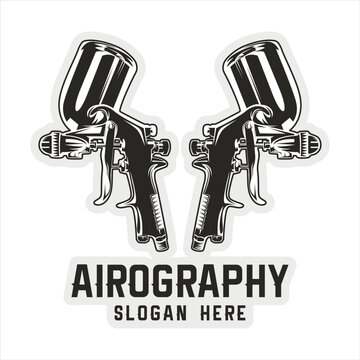 Aerography Black And White Logo Emblem, Airbrush Logo
