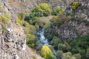 Dzoraget canyon on sunny autumn day. View from Loriberd fortress, Lori Province, Armenia.