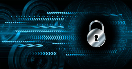 Closed Padlock on digital background, cyber security