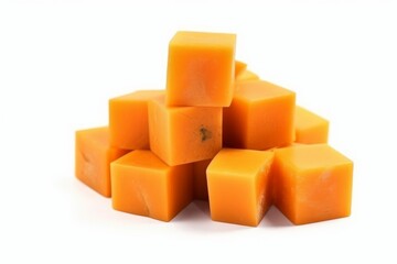 Pumpkin cubes isolated on white background, Generative ai