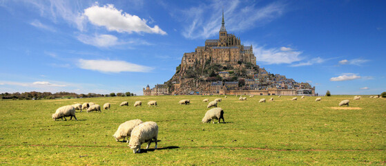 Mont Saint Michel in Normandy France - obrazy, fototapety, plakaty