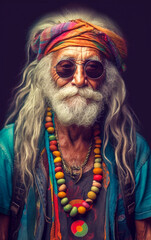 Hippie elderly - ai generative