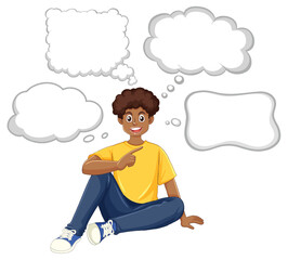 Male teen with blank speech bubble