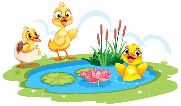 Cute Ducks in the Pond