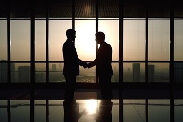 silhouette of a business people handshaking, AI, created with AI, generative AI