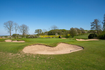 Golf course with small hut in the south of Sweden