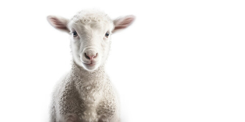 Cute baby lamb isolated on a white background. Generative AI