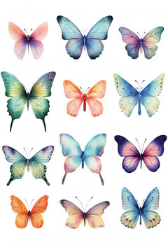 butterfly watercolor clipart cute isolated on white background