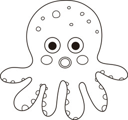 Obraz premium Octopus Tropical Underwater Cartoon Funny Sketch Colorful Illustration Graphic Element Art Card