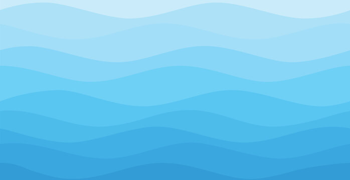 Seamless sea waves pattern. Water wave abstract design. Blue ocean wave layer