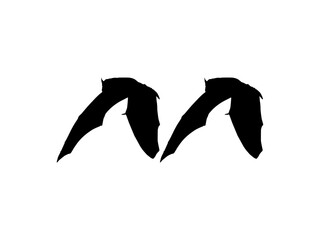 Silhouette of the Pair of Flying Fox or Bat for Art Illustration, Icon, Symbol, Pictogram, Logo, Website, or Graphic Design Element. Vector Illustration