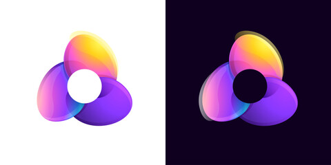 Multicolor fintech logo. Abstract gradient triangle icon. Infinity rotation emblem. Vector colorful triple sign.