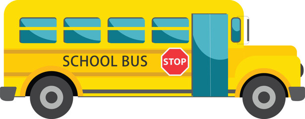 Yellow School Bus flat vector illustration isolated on white. ZIP file contains EPS, JPEG and PNG formats.