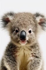 Cute baby Koala isolated on a white background. Generative AI