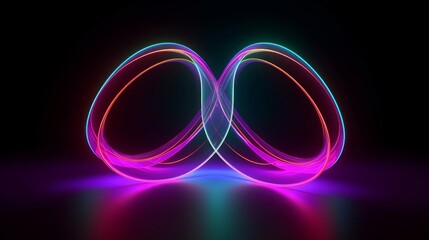 3d render, abstract minimalist geometric background. Neon bend shape, colorful glowing lines. Technology wallpaper, Generative AI
