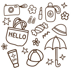 Set of traveling hand drawn doodle for element and illustration