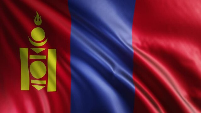 Mongolia flag is waving 3D animation. Mongolia flag waving in the wind. National flag of Mongolia. flag seamless loop animation. 4K