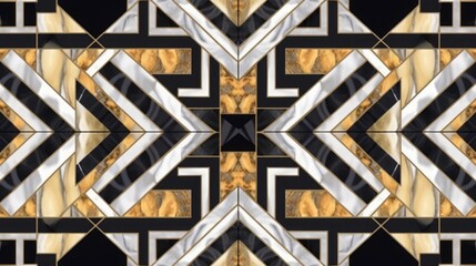 abstract background, seamless pattern, floor tile texture, geometric marble mosaic. Repeating art deco wallpaper, Generative AI