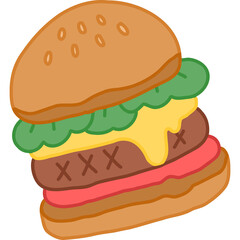 hamburger hand draw